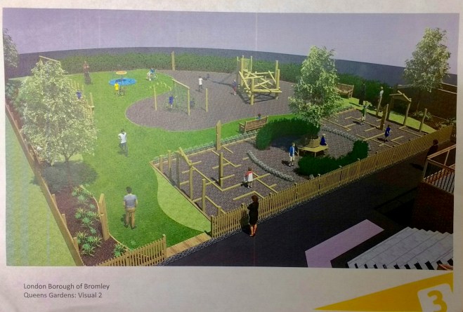 Drawing of proposed new playground for Queens Garden